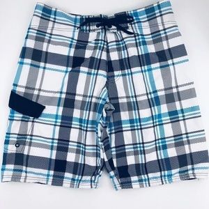 Men’s Plaid Board Shorts Swim Trunks size Large size 34